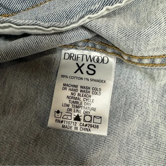NWT Free People x Driftwood Trucker Bandana Insert Denim Jacket xs - Picture 11 of 12